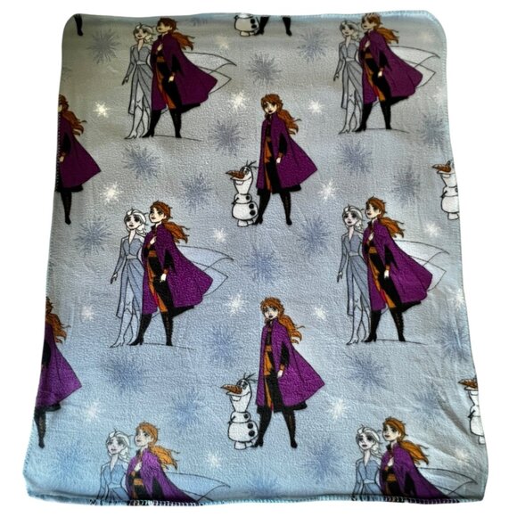 Disney Frozen II Childs Blanket 48" X 42" 100% Polyester Blue Anna Elsa & Olaf - Picture 3 of 10